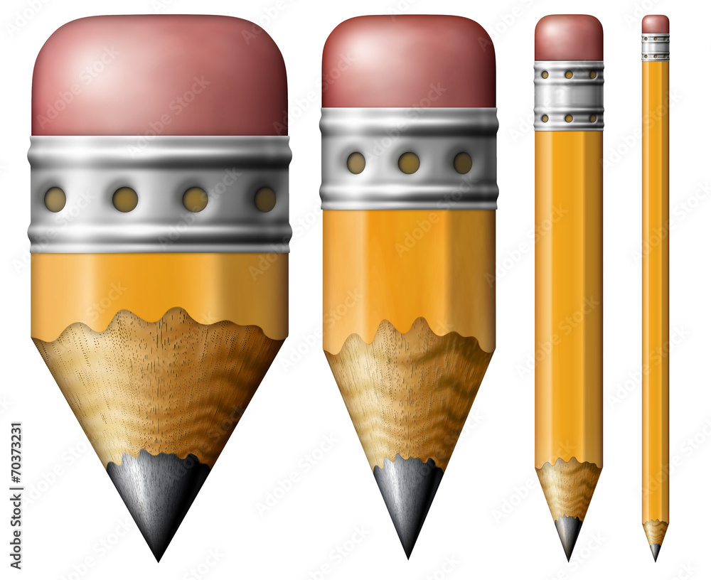 Four Pencils From Short and Fat to tall and Skinny Stock Illustration |  Adobe Stock