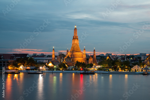 Wat Arun Buddhist religious places in twilight time, Bangkok, Th