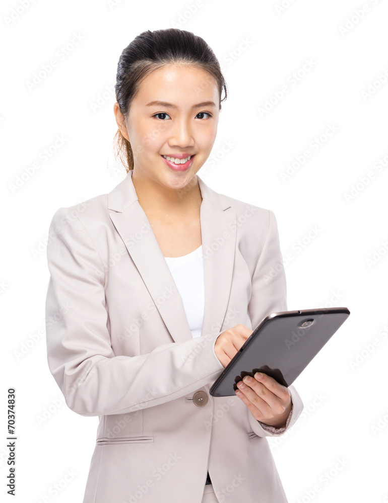 Young businesswoman use of digital tablet Young businesswoman use of digital tablet