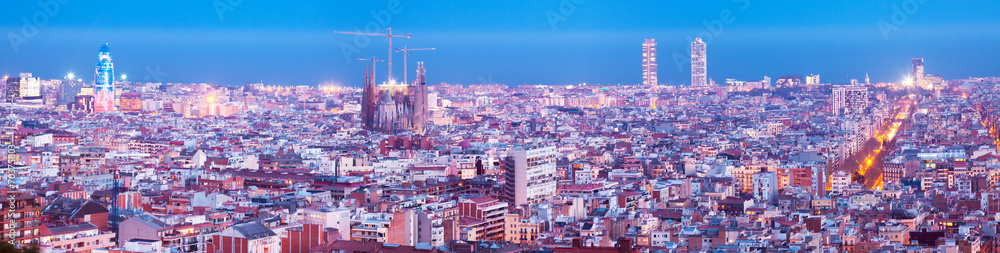 night panorama of city. Barcelona