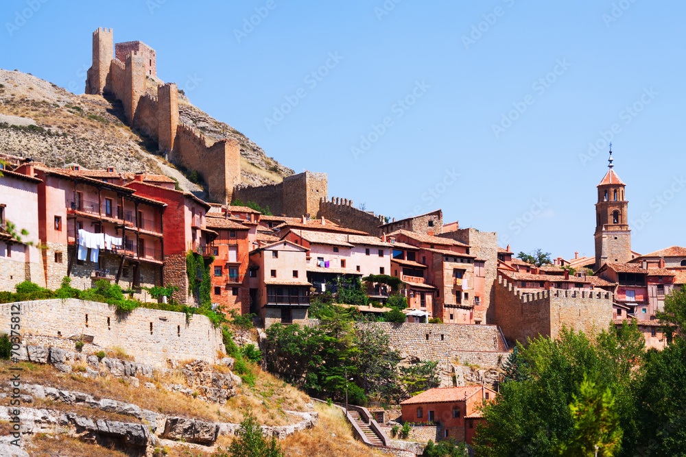 view of town with ancient fortress. Albarracin
