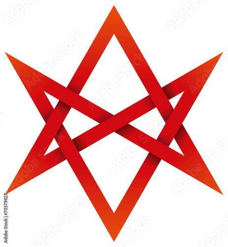 Red Unicursal Hexagram 3D photo