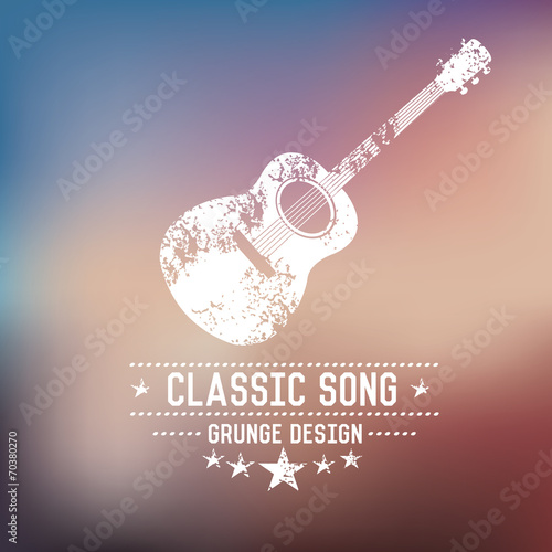 Guitar badge grunge symbol on blur background