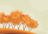 Vector background of autumn trees  at old style