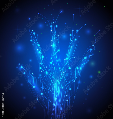 Abstract technology with  circuit  lines in hand shape