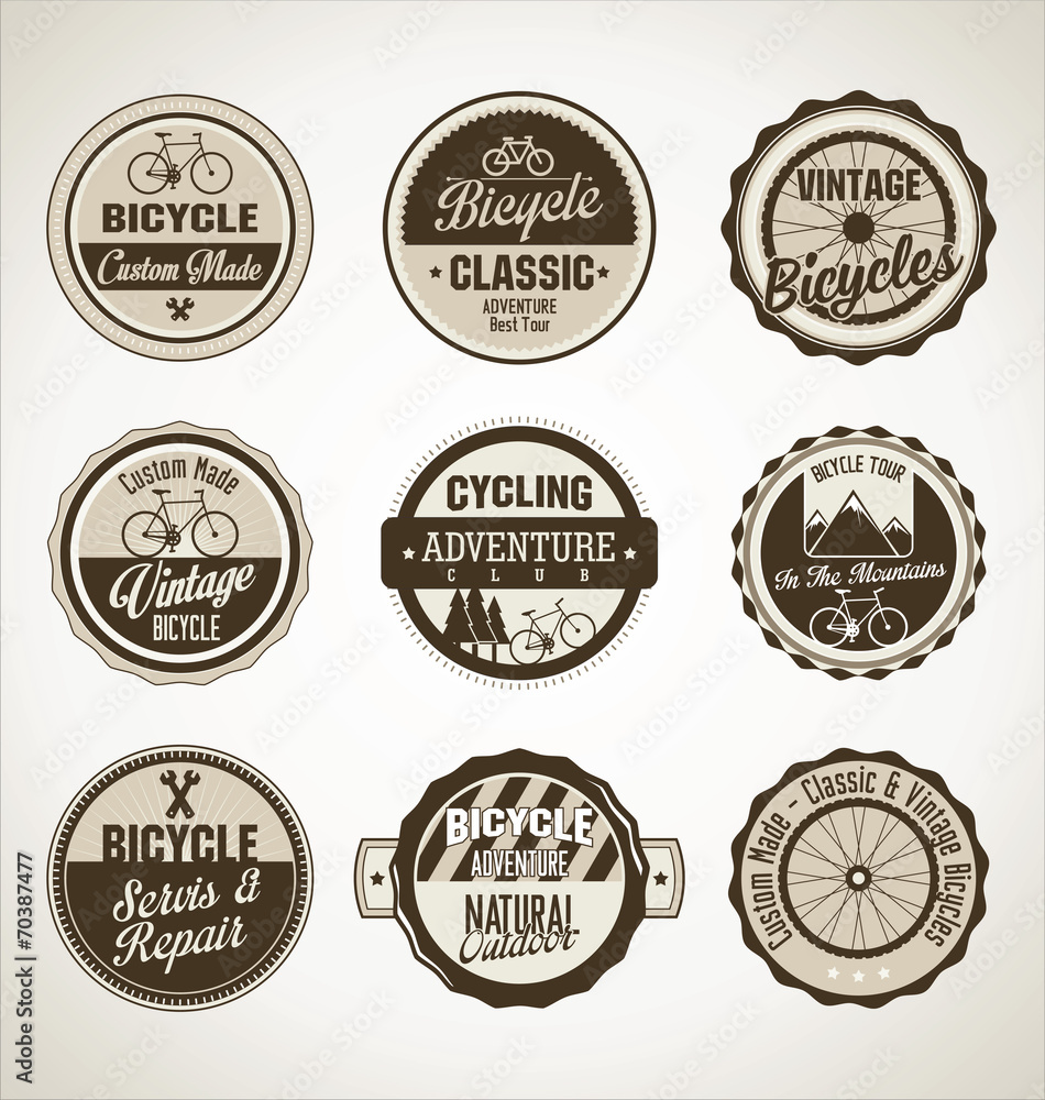 Bicycle retro brown badge collection Bicycle retro brown badge collection