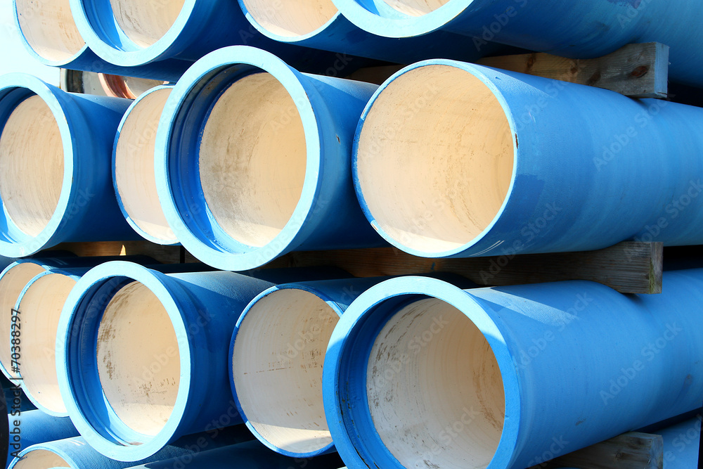 blue tubes for waterworks and sewer system of the city blue tubes for waterworks and sewer system of the city