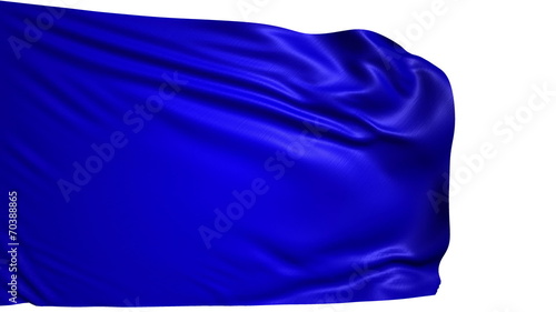 blank blue flag with fabric structure; looping