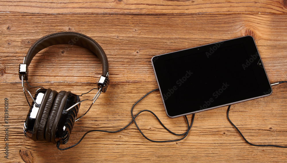 Tablet with headphones Tablet with headphones
