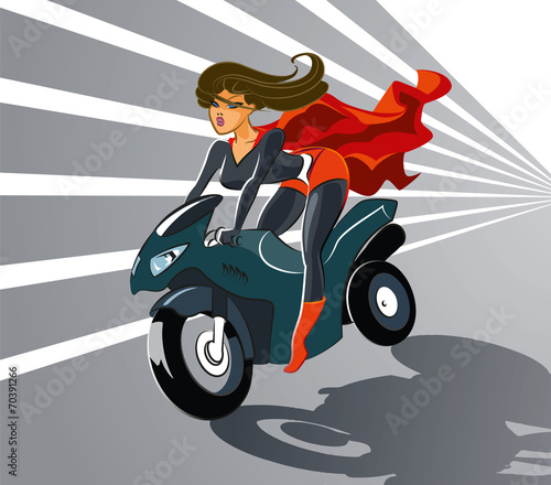 Super woman on motorcycle
