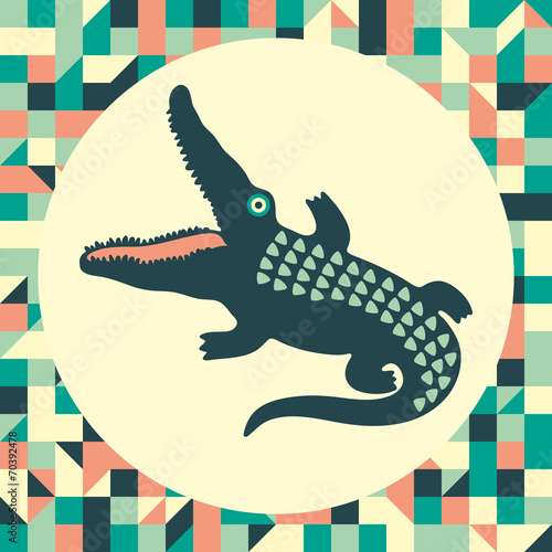 Crocodile with vintage background.