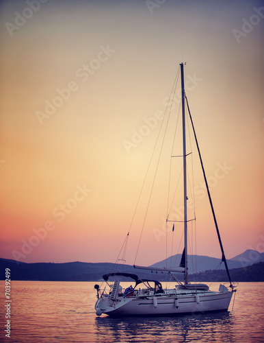 Sailboat in sunset light