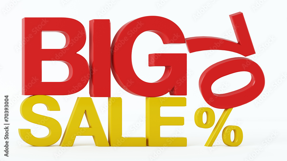 3D rendering of a 70 Percent and Big Sale Text 3D rendering of a 70 Percent and Big Sale Text
