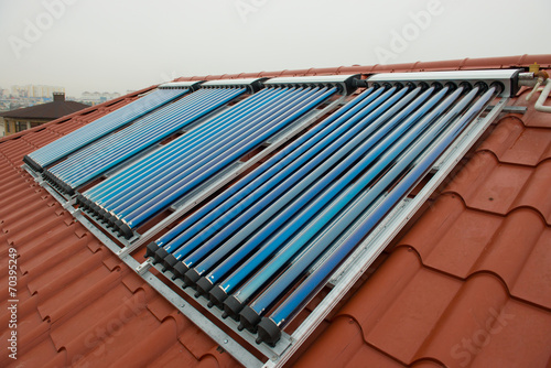 Vacuum collectors- solar water heating system photo