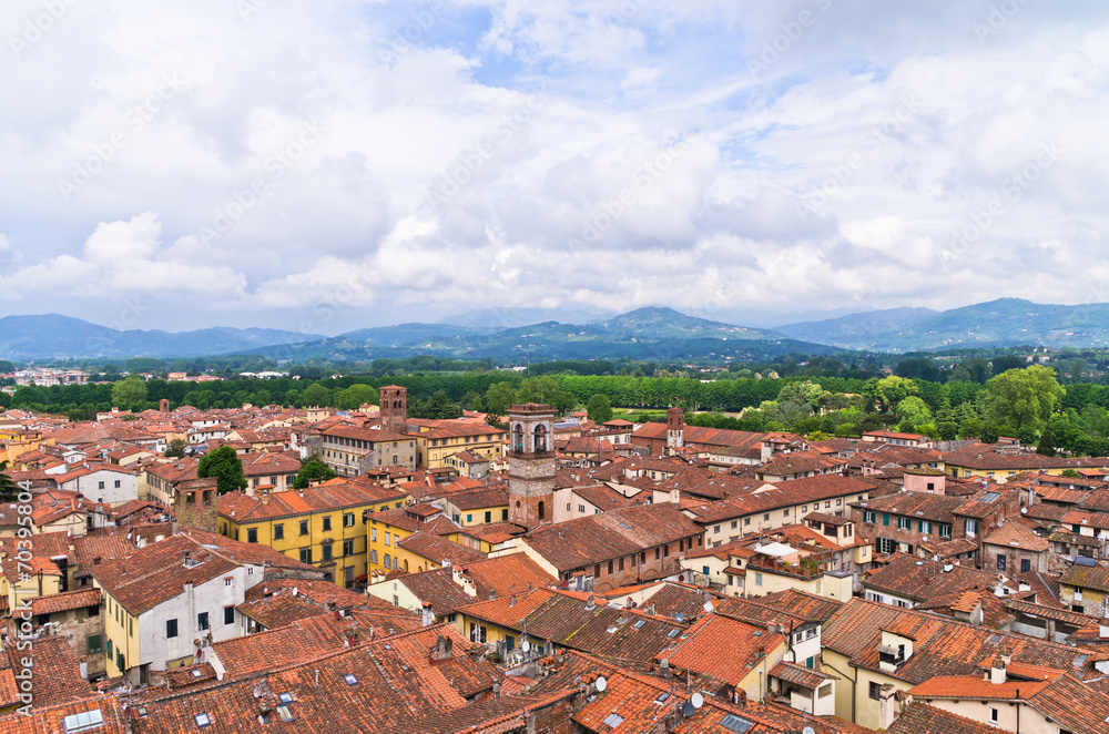 Medieval cityscape of Lucca, small town in Tuscany