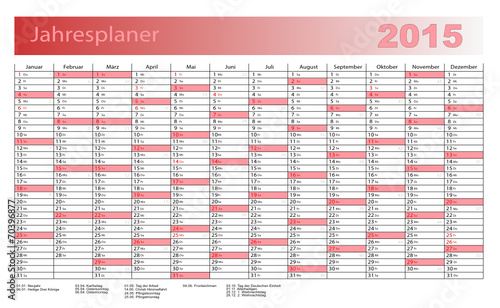 Jahresplaner 2015 in rot