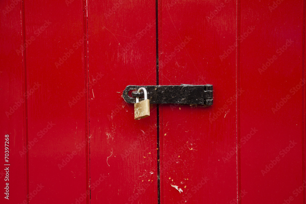 Locked red door Locked red door