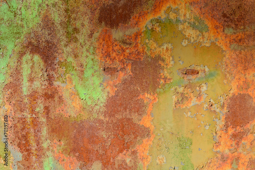 Warm texture of old messy colored rust metal
