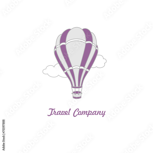 Vector logo of hot air balloon on the sky