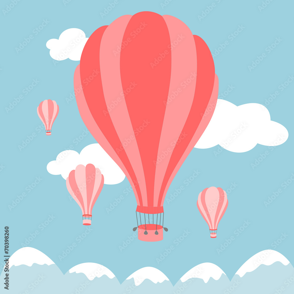 Vector illustration of hot air balloons on the sky