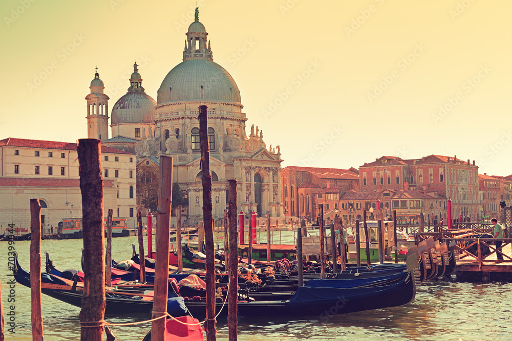 Venice Italy Canal Grande Gondola and Salute