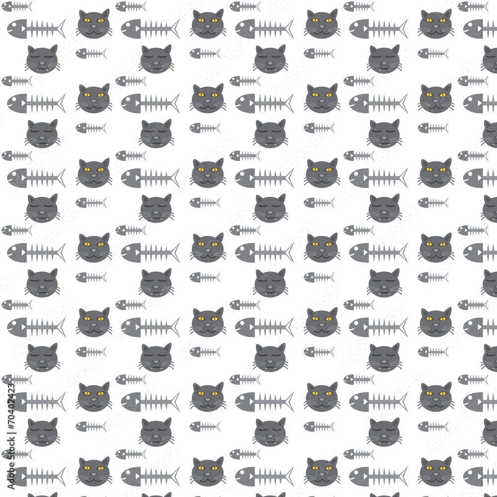 seamless vector pattern cats and fish bones seamless vector pattern cats and fish bones