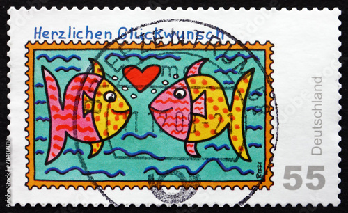 Postage stamp Germany 2008 Two Fishes, Greetings
