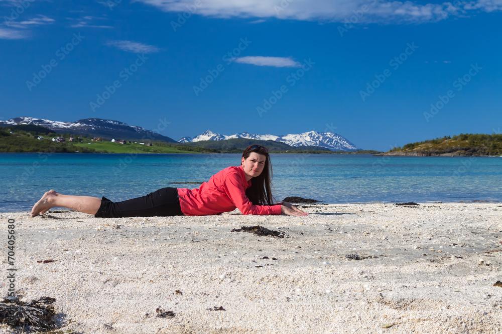 young  woman  on sea beach