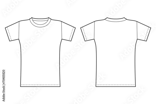 T-shirt template. Front and back view in black contour