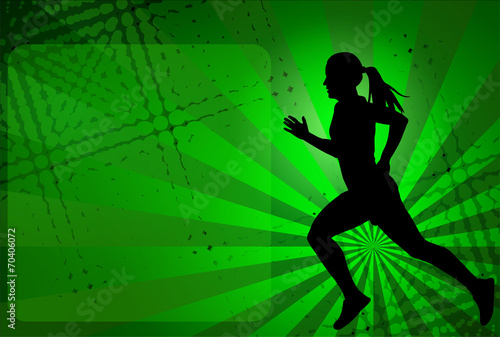 runner silhouette on the abstract background with place for text