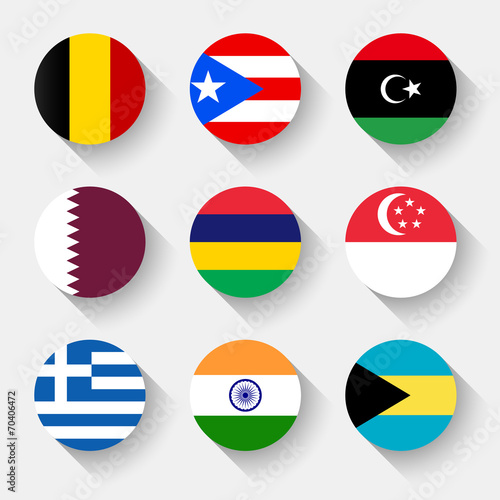 Flags of the world, round buttons