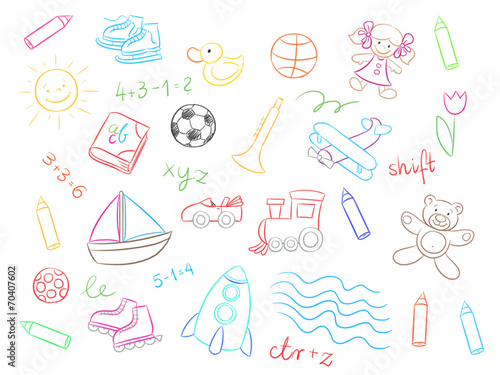 drawing children with toys