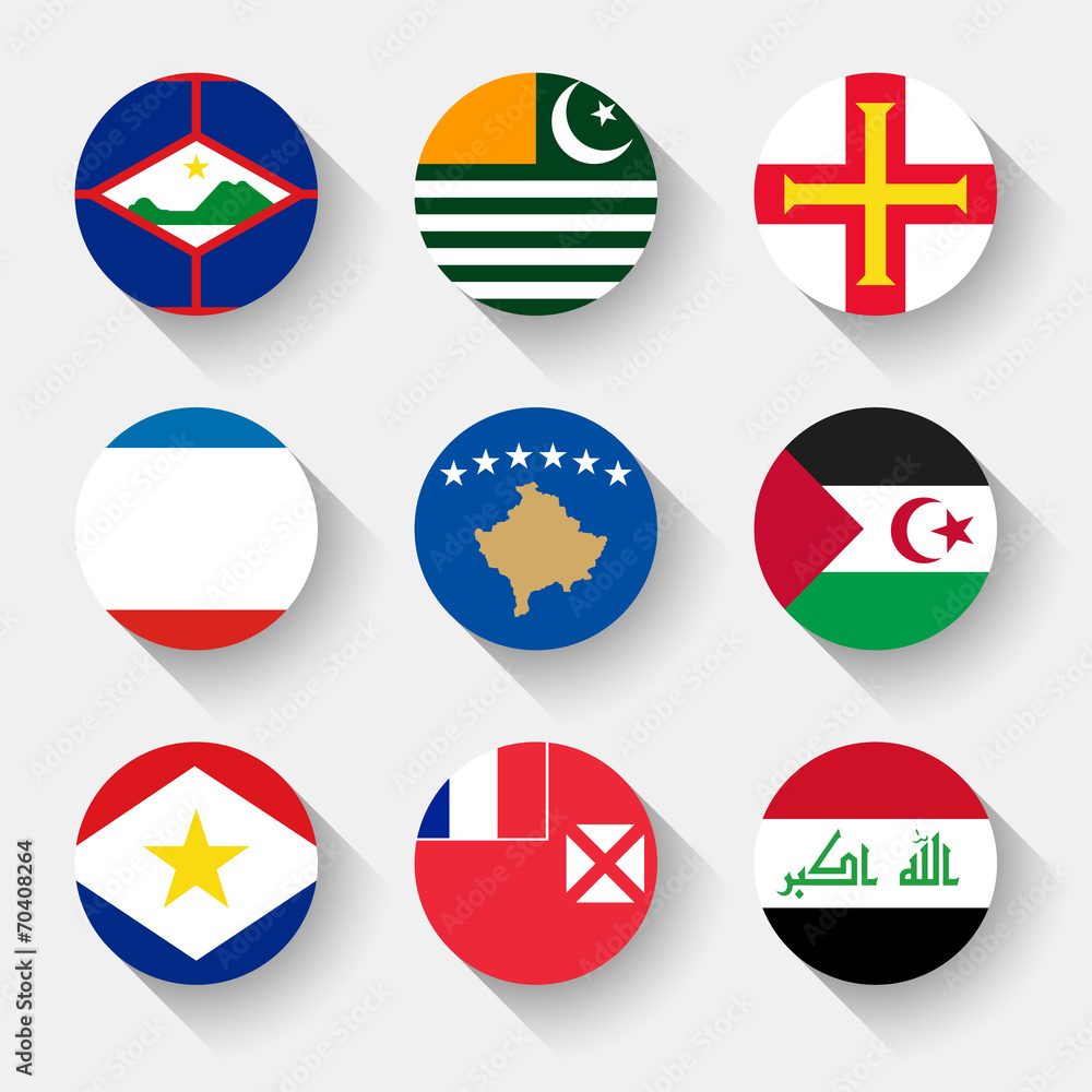 Flags of the world, round buttons Flags of the world, round buttons