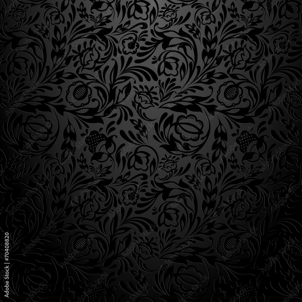 Black  floral wallpaper pattern.