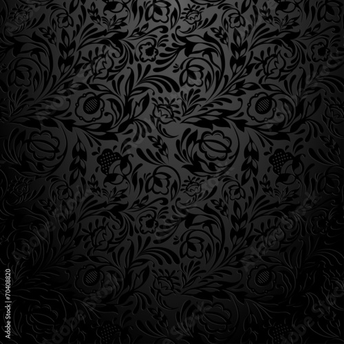 Black  floral wallpaper pattern.