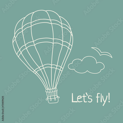 Vector illustration of hand drawn hot air balloon