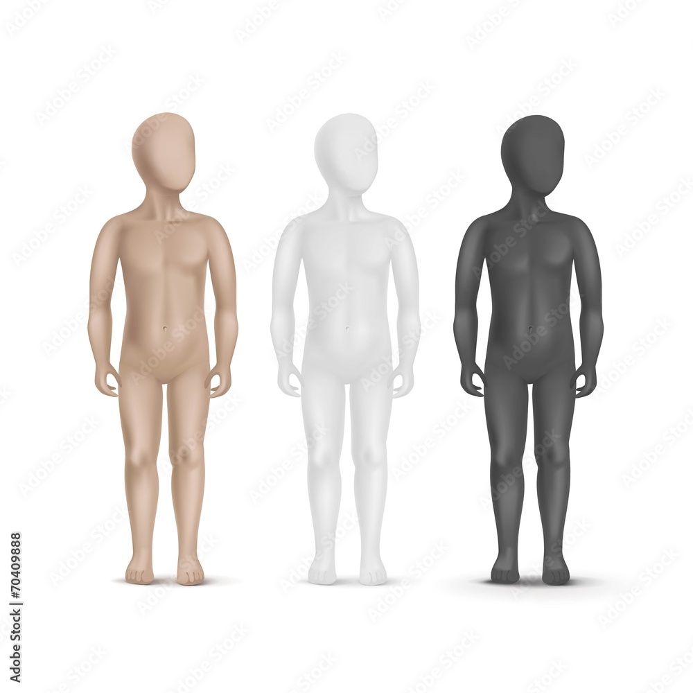 Set of Three Child Mannequins Isolated on White Set of Three Child Mannequins Isolated on White