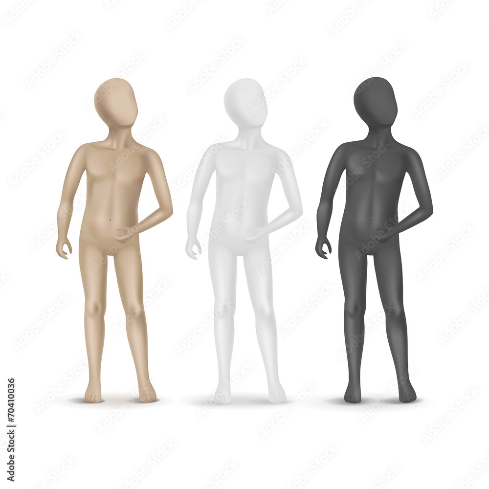 Set of Three Child Mannequins Isolated on White Set of Three Child Mannequins Isolated on White