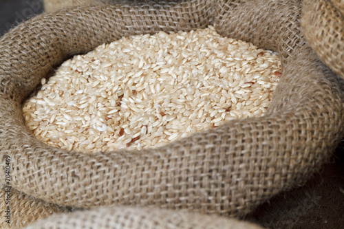 Rice in jute sack