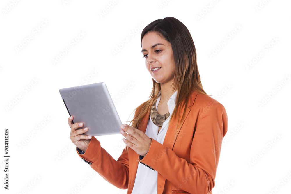 Woman holding a tablet Woman holding a tablet
