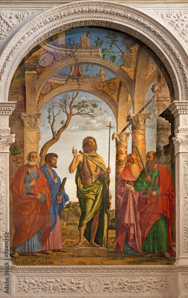 Fototapeta premium Venice - Saint John the Baptist and the saints by Conegliano