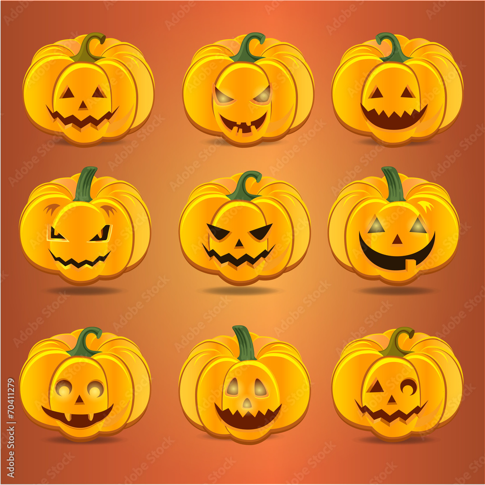 Set pumpkins for Halloween vector illustration Set pumpkins for Halloween vector illustration