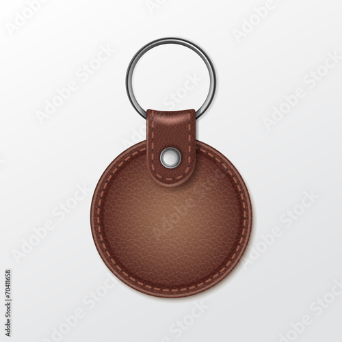 Blank Leather Round Keychain with Ring for Key