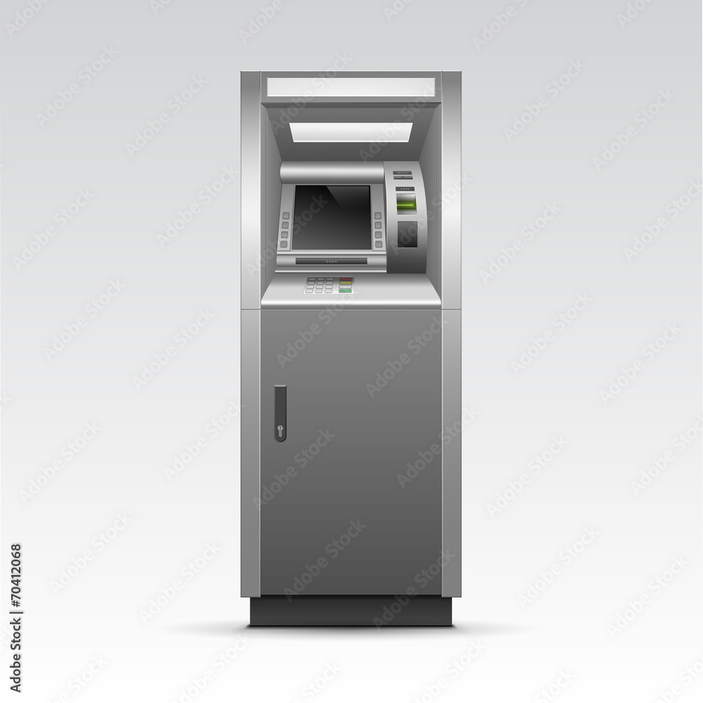 Vector ATM Bank Cash Machine Isolated Vector ATM Bank Cash Machine Isolated