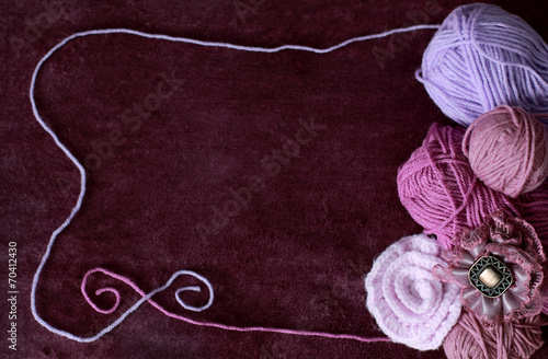 Background with skein and clew of thread