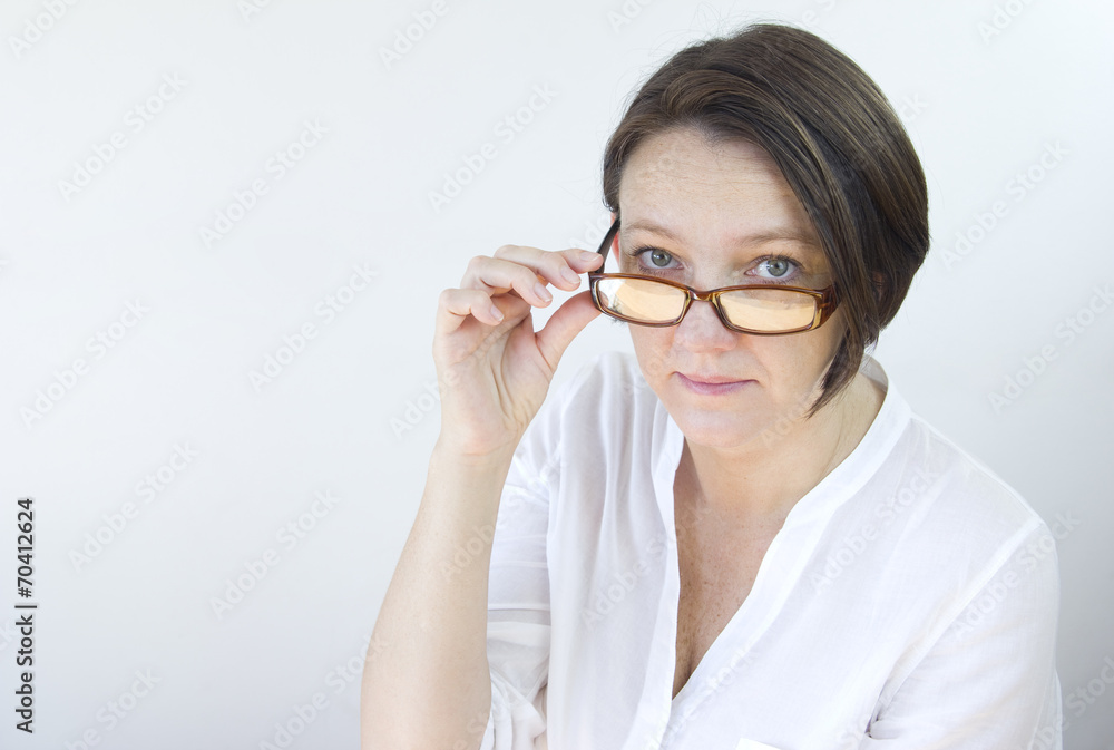 portrait of mature woman with glasses