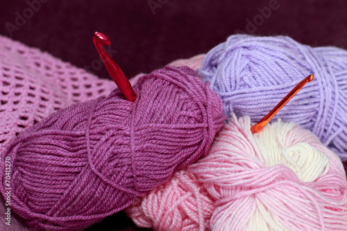 Background with skein and crochet