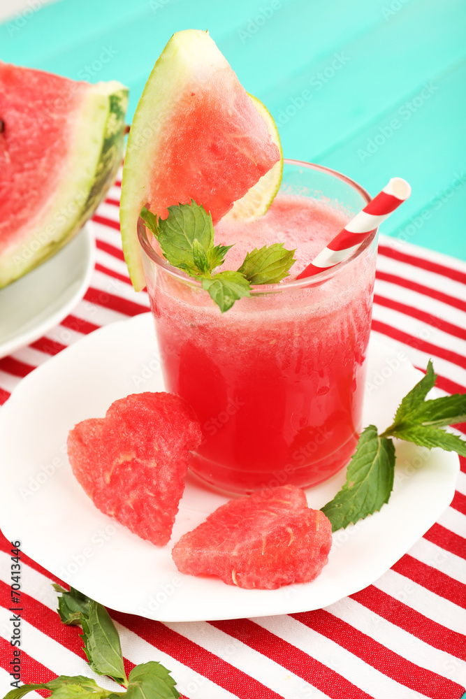 Watermelon cocktail on table, close-up Watermelon cocktail on table, close-up