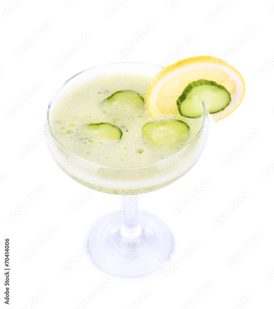 Cucumber cocktail with lemon isolated on white Cucumber cocktail with lemon isolated on white