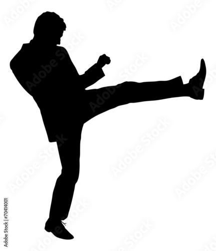 Silhouette Businessman Kicking